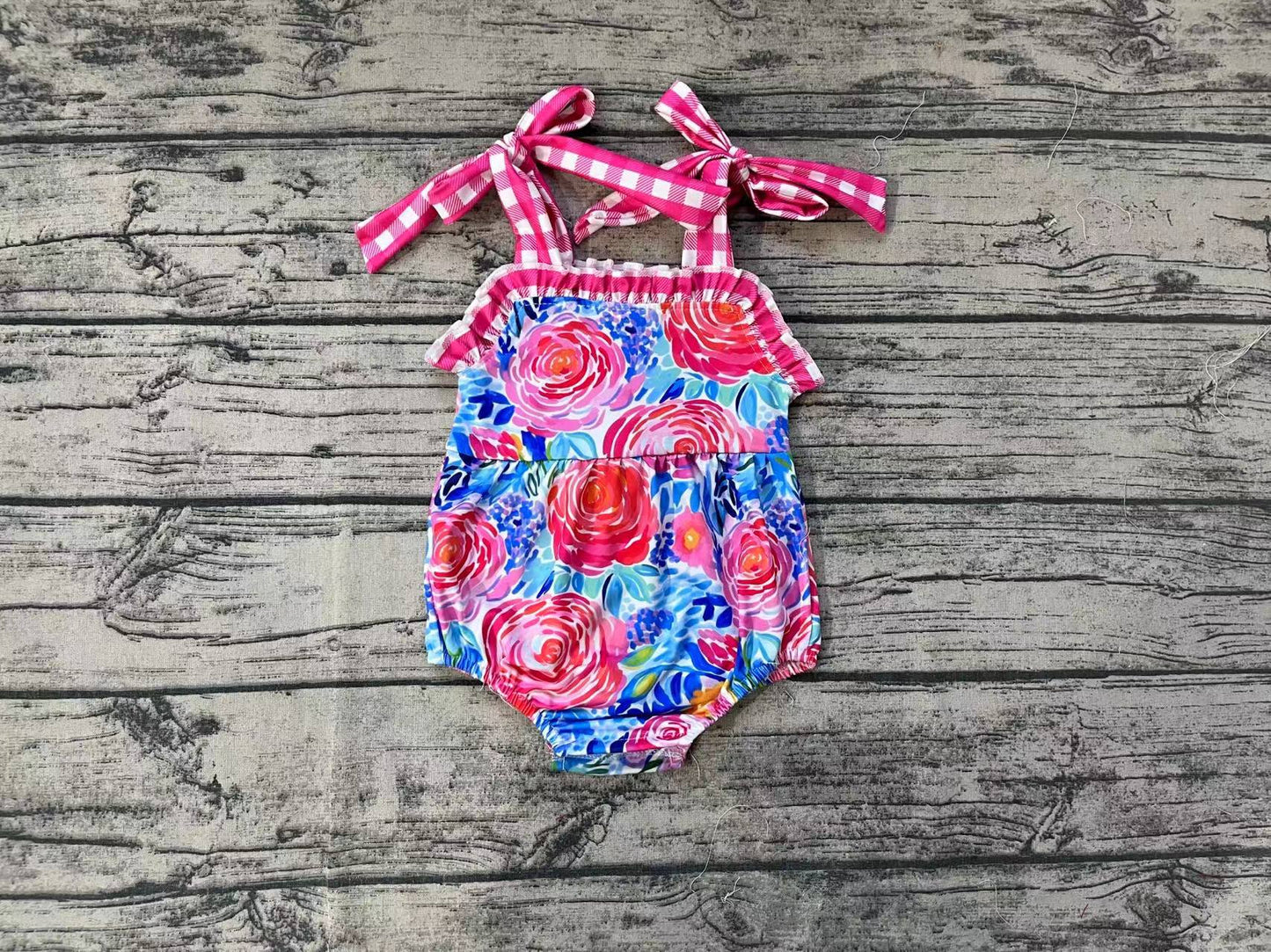 Baby Girl Sleeveless Floral Bubble One Piece Romper