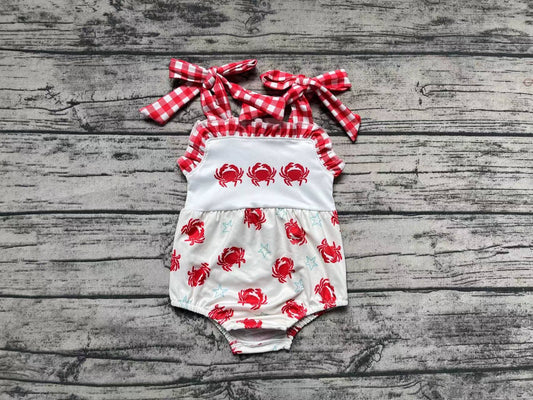 No moq Pre-order Baby Girl Crab Summer One Piece Romper