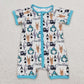 Baby Boy Infant Short Sleeves Western Cowboys Sibling Zipper Romper