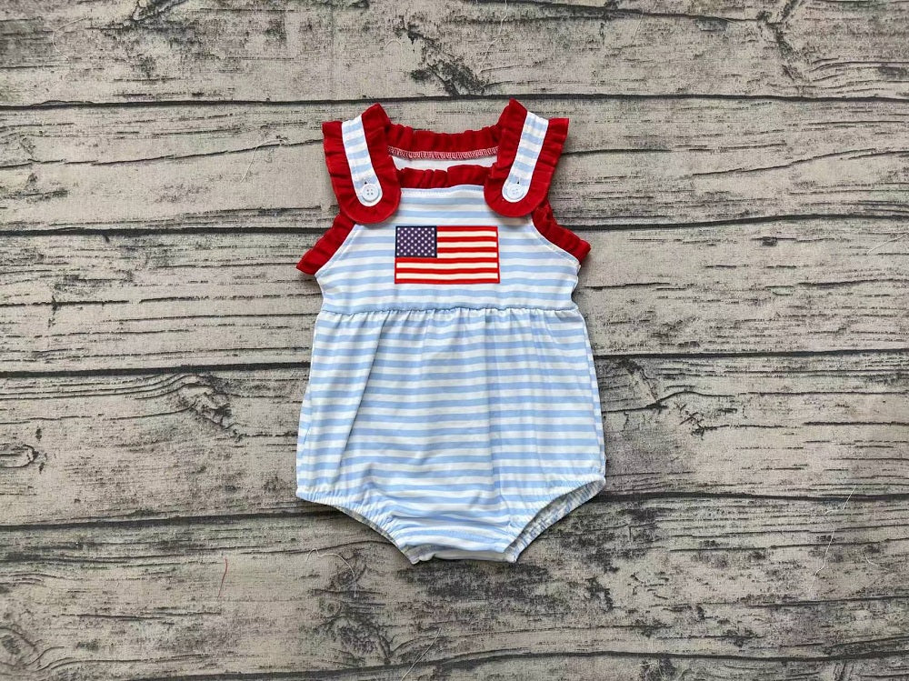 Pre-order Baby Girl July 4th Flag Stripes One Piece Romper