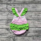 Pre-order Baby Girl Sleeveless Golf Stripes Green Ruffle Romper