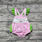 Baby Girl Golf Pink Checkered Ruffle Bubble Romper