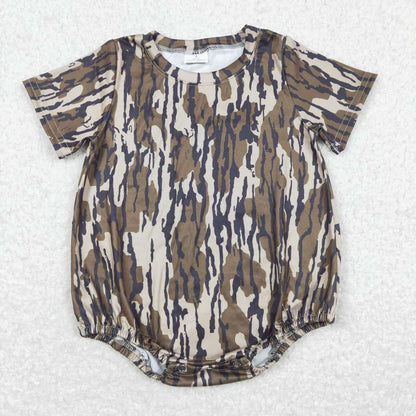 Sibling Baby Boys Infant Short Sleeves Camo Print Summer Bubble Rompers RTS