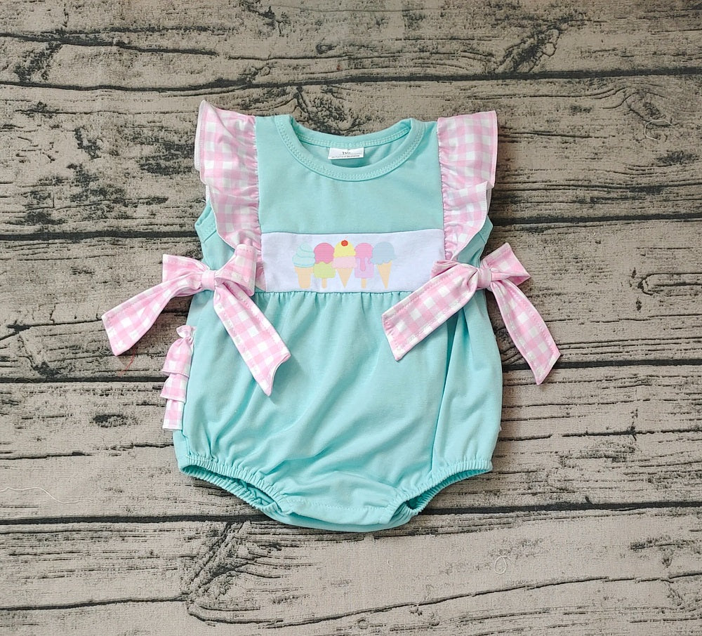 No moq Pre-order Baby Girl Short Sleeves Popsicle Ruffle One Piece Romper