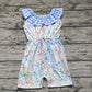 Baby Girl Flower Blue Plaid Shorts Jumpsuit