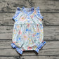 Baby Girl Floral Summer Blue One Piece Romper