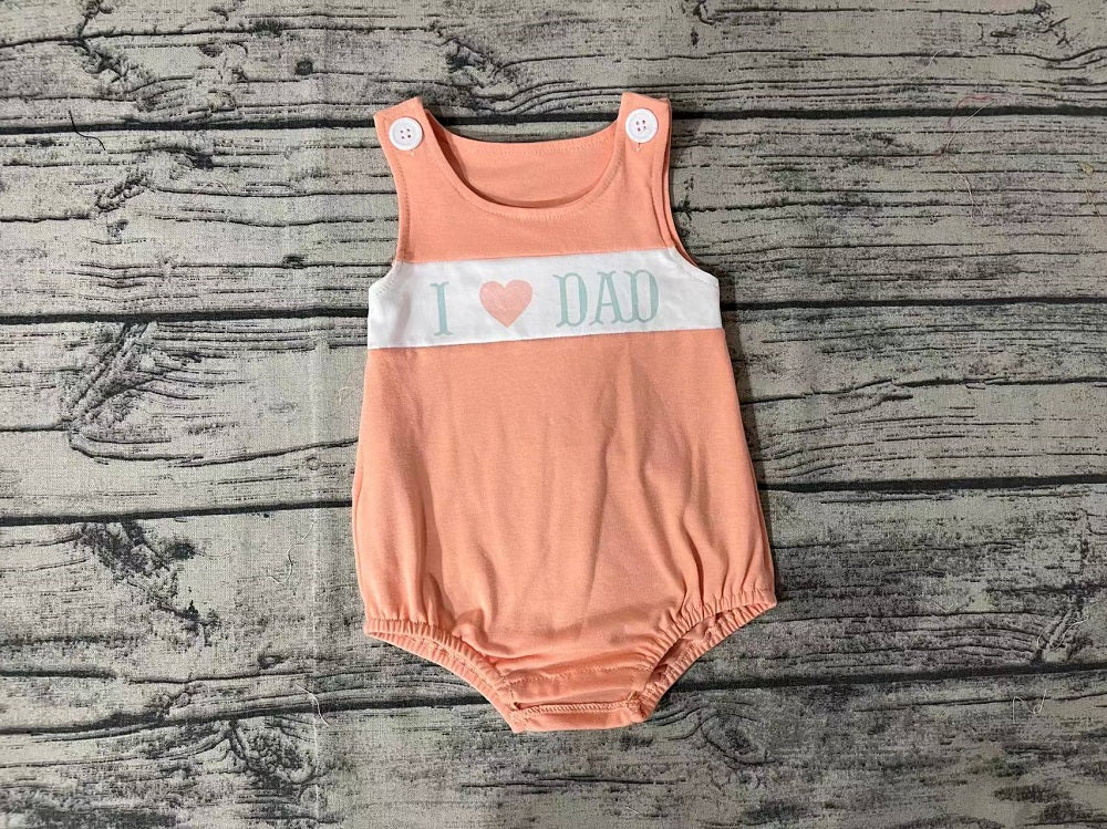 Pre-order Baby Boy Sleeveless I Love Dad Orange One Piece Romper