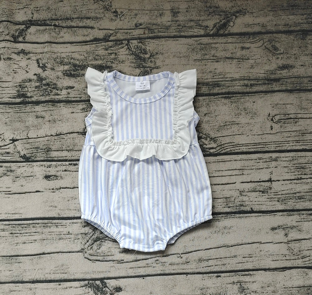 No moq Pre-order Baby Girl Ruffle Stripes Bubble Summer One Piece Romper