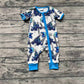 Baby Boy Blue Motobike Short Sleeves Zipper Romper