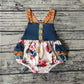 Pre-order Baby Girl Sleeveless Floral Ruffle Bubble One Piece Summer Romper