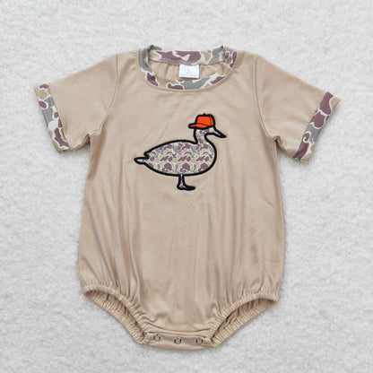 Baby Boy Infant Short Sleeves Camo Embroidery Ducks Sibling Romper RTS