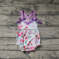 Baby Girl Sleeveless Flower Purple Bubble Romper