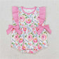 Baby Girl Short Sleeves Flower Pink Bows Sibling Dress Romper Set Clothes RTS