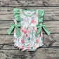 Baby Girl Flower Green Bubble One Piece Romper