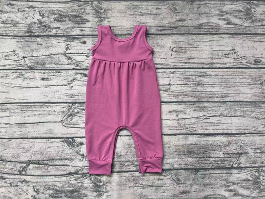 Pre-order Baby Girl Sleeveless Dark Pink Cotton One Piece Romper