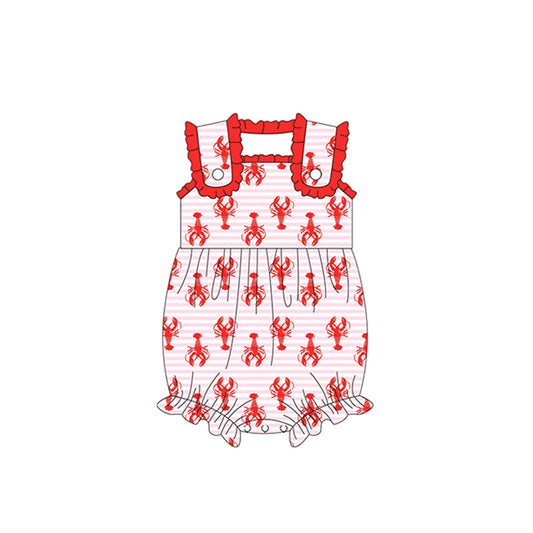 Moq 3 Pre-order Baby Girl Crawfish Stripes One Piece Romper