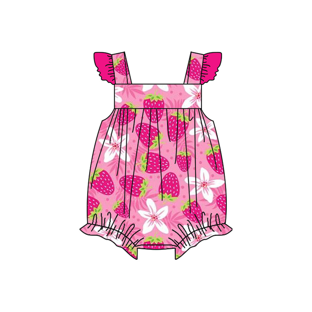 Moq 3 Pre-order Baby Girl Strawberry Floral One Piece Romper