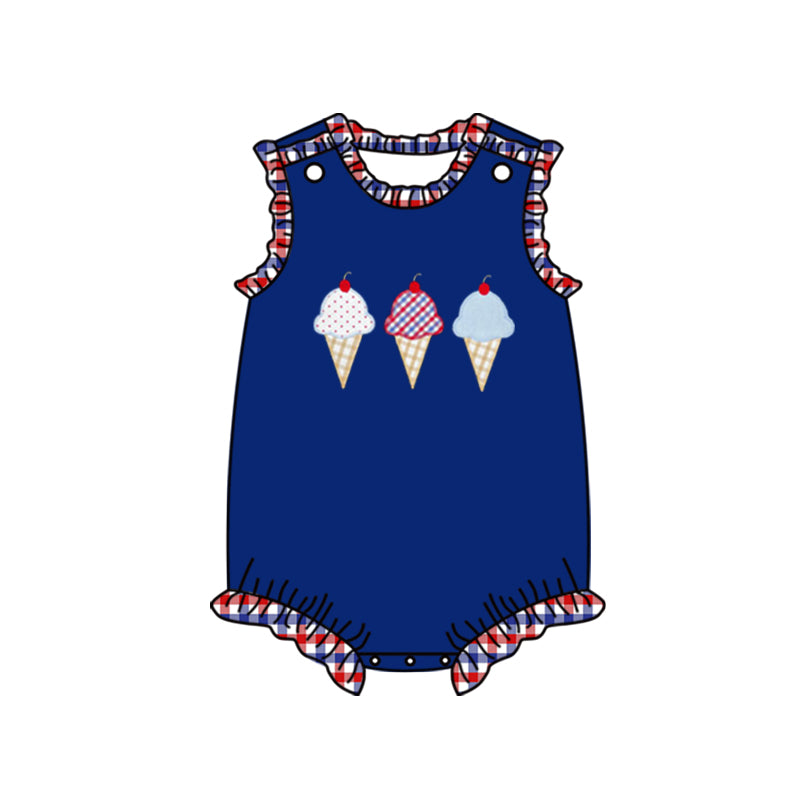 Moq 3 Pre-order Baby Girl Popsicle July 4th Bubble One Piece Romper