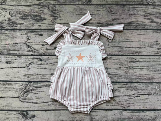 Pre-order Baby Girl Sleeveless Starfish Stripes Summer One Piece Romper