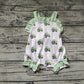 Baby Girl Sleeveless Tractors Stripes Bubble One Piece Romper