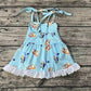 Pre-order Baby Girl Sleeveless Dogs Blue Skirt Romper