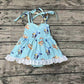 Pre-order Baby Girl Sleeveless Dogs Blue Skirt Romper