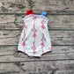 Baby Girl Blue Red Bows July 4th One Piece Romper