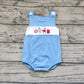 Baby Boy Sleeveless Coffee Dog Blue Summer One Piece Romper