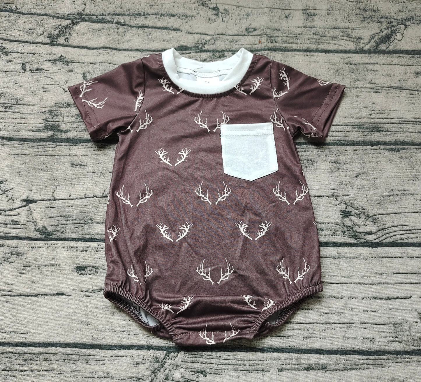 Baby Boy Short Sleeves Deer Bubble One Piece Romper