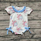 Baby Girl Short Sleeves Bird Floral Bubble One Piece Romper