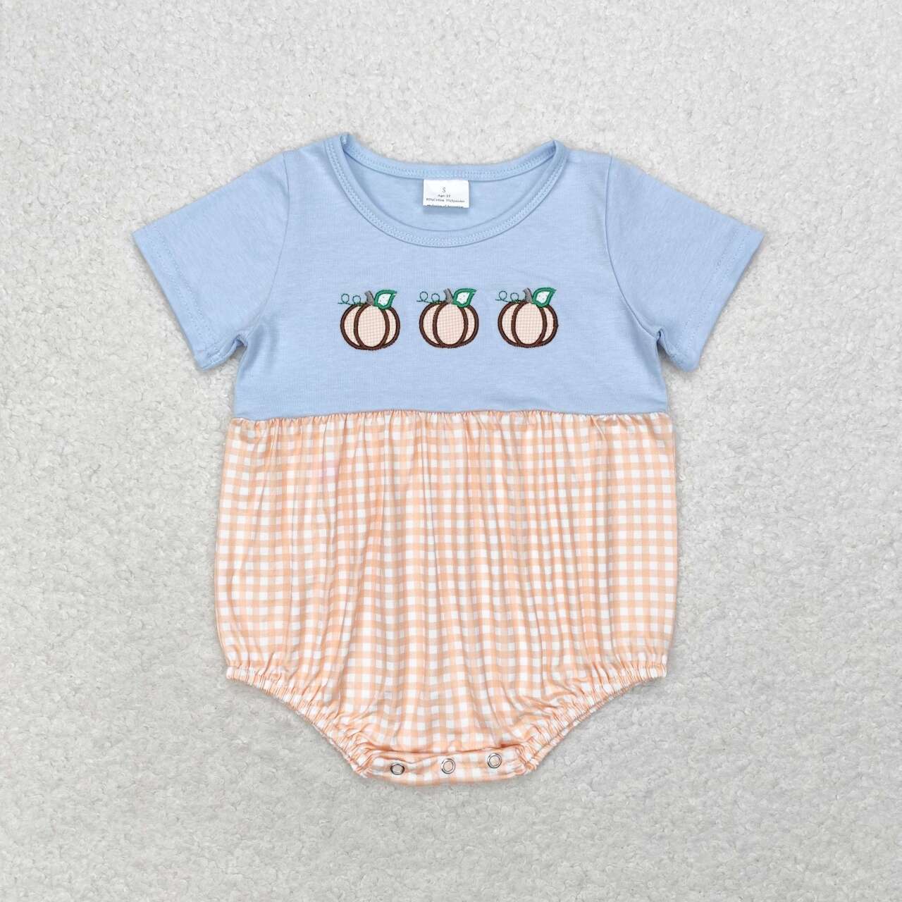 Baby Boy Girl Embroidery Pumpkin Sibling Fall Dress Romper Set