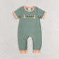 Baby Boy Girl Short Sleeves Embroidery Halloween Dogs Pumpkin Sibling Romper Clothes Set