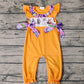 Baby Girl Short Sleeves Dogs Halloween Orange Romper