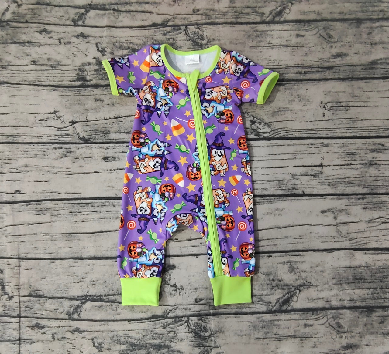 Baby Boy Infant Dogs Halloween Purple Zipper Bamboo Sleeper Romper