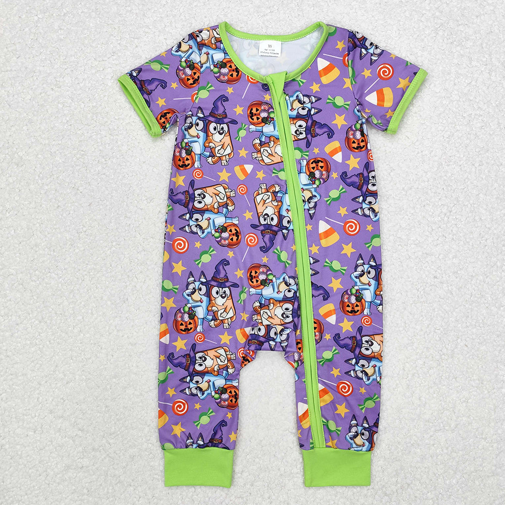 Baby Boy Short Sleeves Dogs Halloween Sibling Romper Pajamas Set