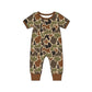 Baby Boy Short Sleeves Ducks Camo Brown Romper