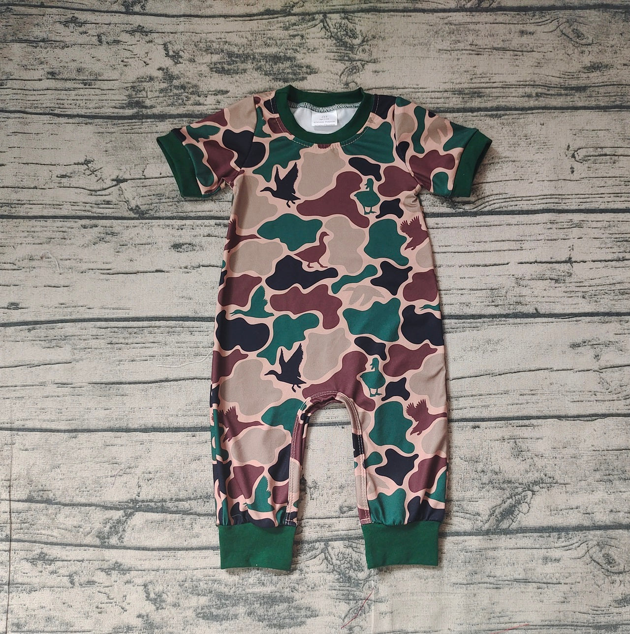 Baby Boy Short Sleeves Infant Duck Camo Button Romper