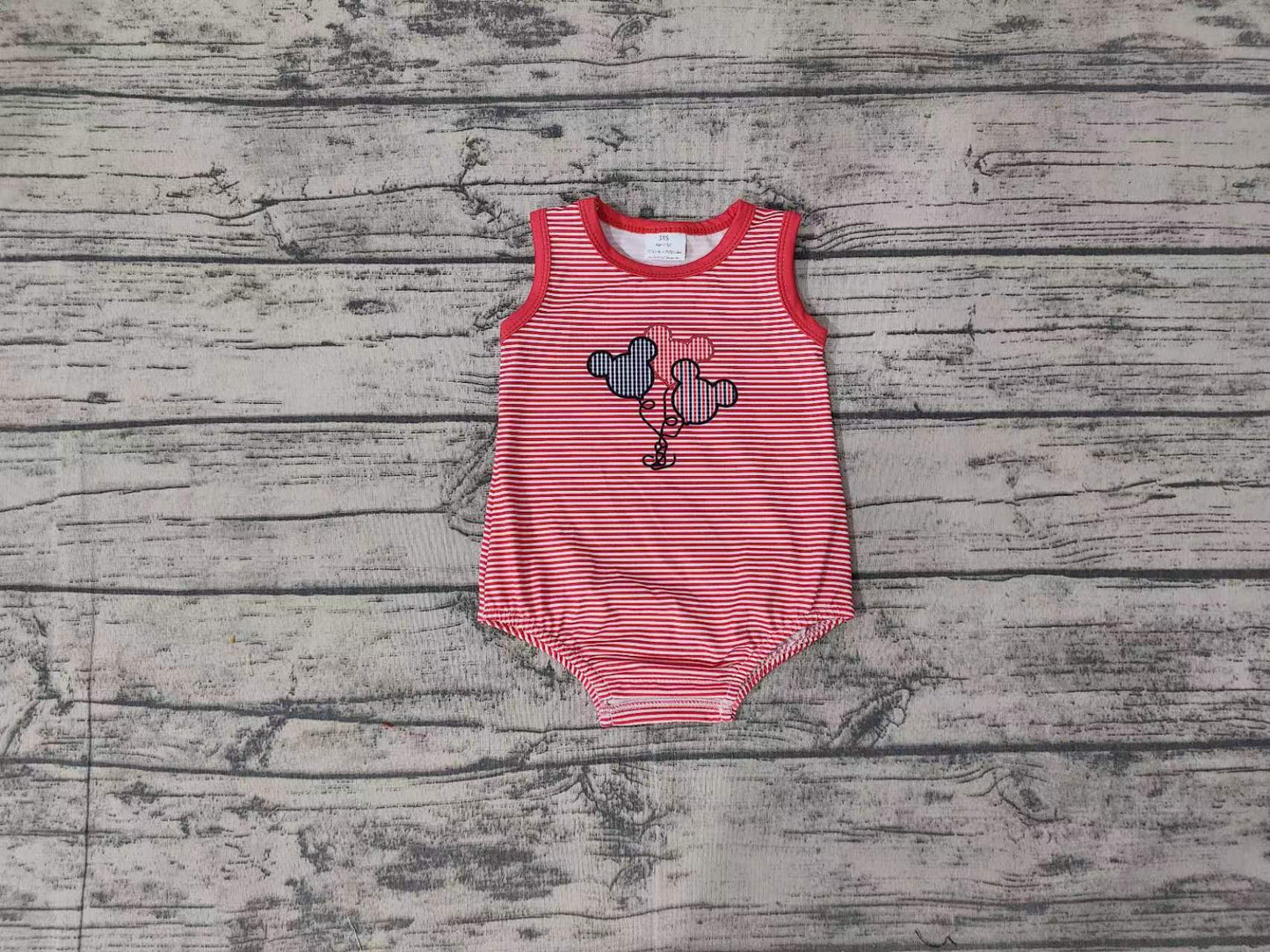 Pre-order Baby Boy Infant Red Stripes Bubble Romper