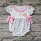 Baby Girl Short Sleeves Pumpkin Bows Bubble Romper