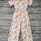 Baby Girl Short Sleeves Fall Pumpkin Flower Pocket Pants Jumpsuit