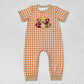 Sibling Baby Boys Girls Embroidery turkey Football Thanksgiving Rompers RTS