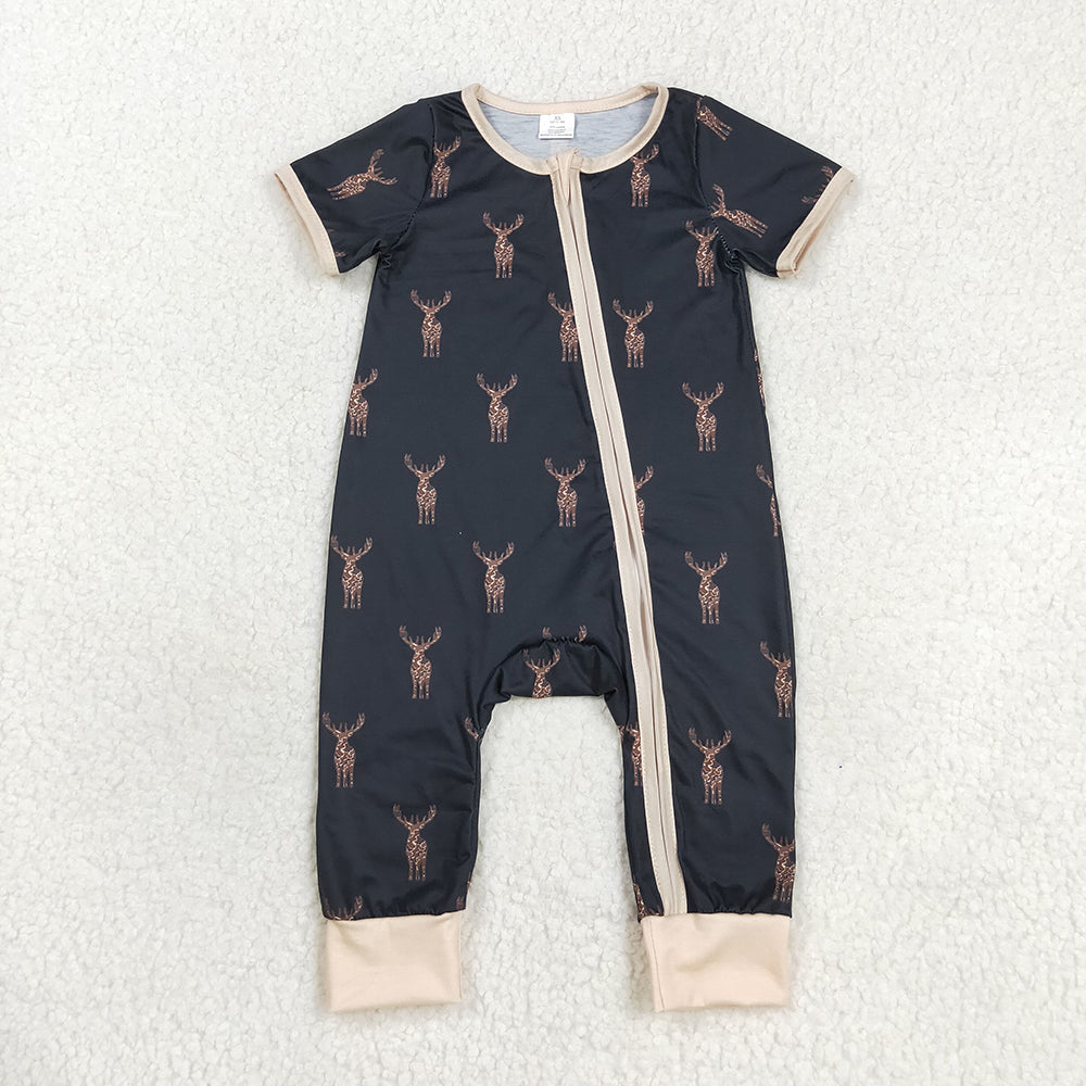 Baby Boy Camo Deer Sibling Romper Pajamas Set