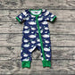 Baby Boy Short Sleeves Ducks Zipper Green Romper