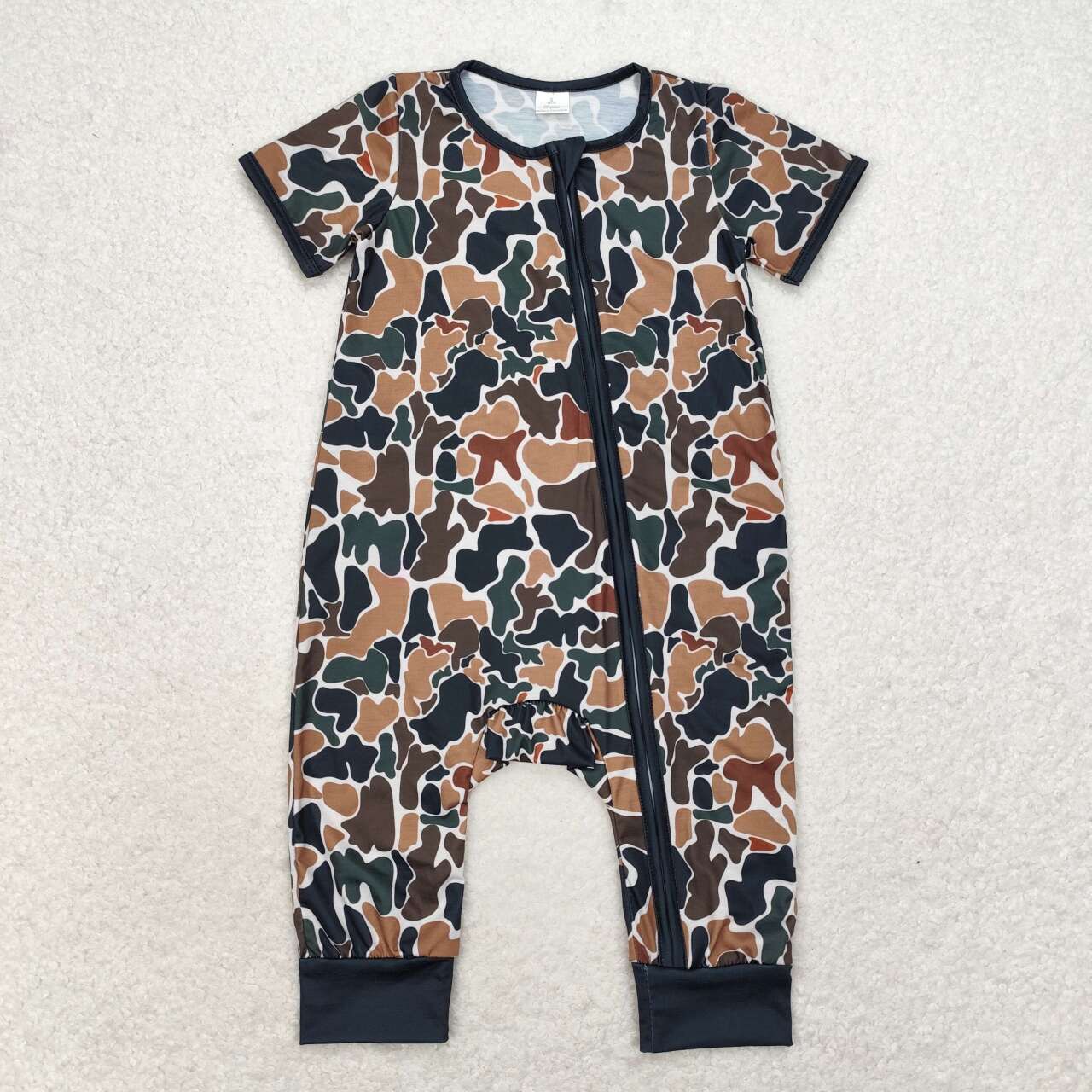 Boys Infant Short Sleeves Deer Ducks Camo Sibling Bamboo Zipper Romper RTS