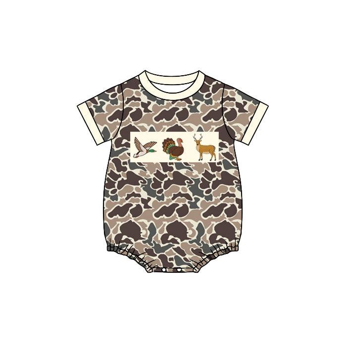 Pre-order Baby Infant Boys Camo Duck Turkey Deer Romper