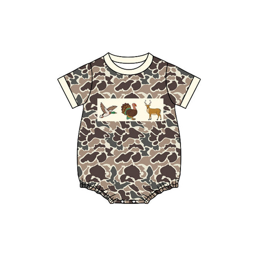 Pre-order Baby Infant Boys Camo Duck Turkey Deer Romper