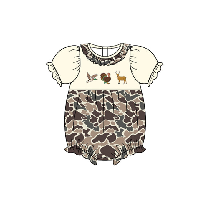 Pre-order Baby Infant Girls Camo Duck Turkey Deer Romper