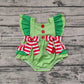 Pre-order Baby Infant Girls Christmas Green Hearts Ruffles Romper