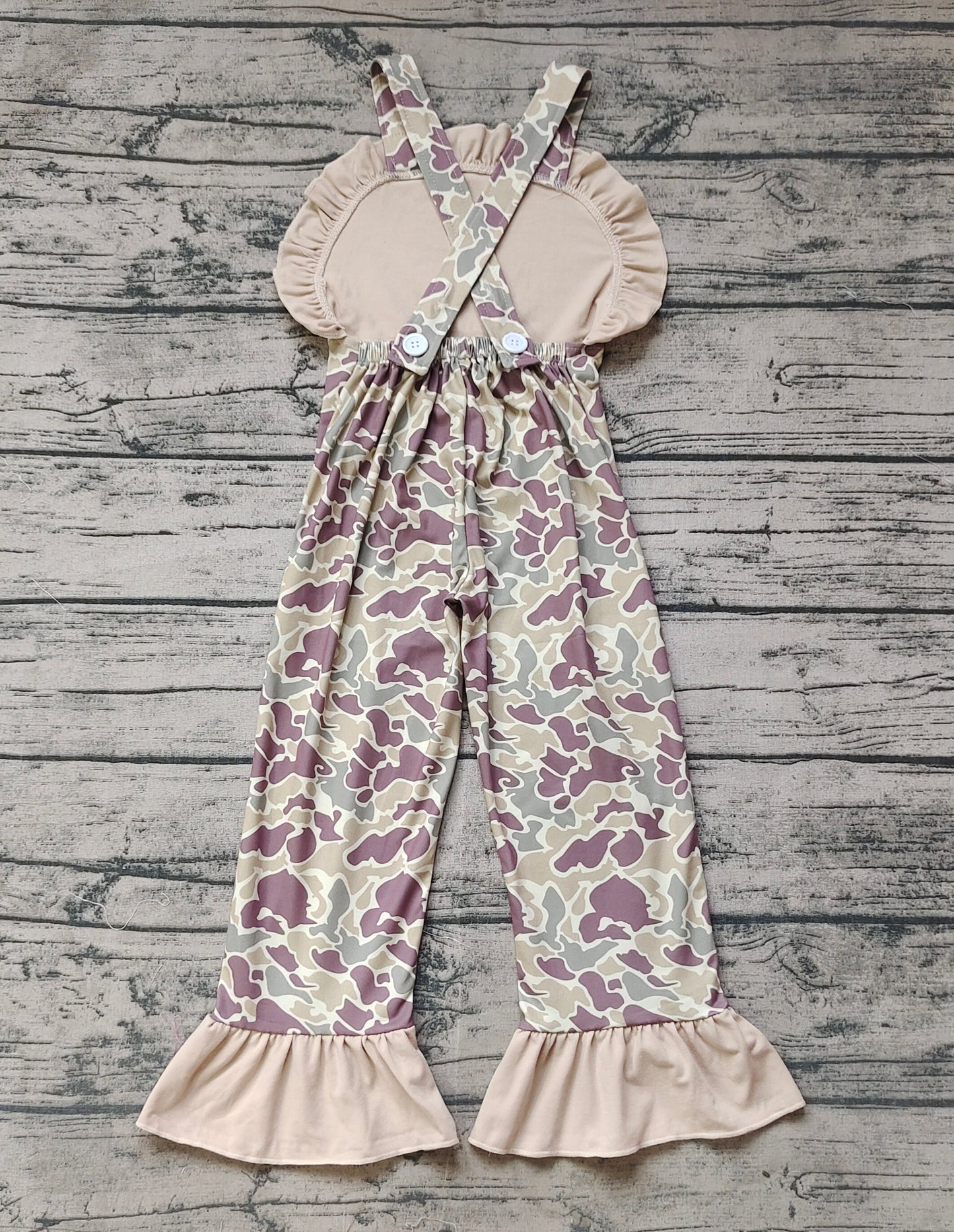 Baby Girl Embroidery Deer Ruffle Camo Pants Hunting Jumpsuit