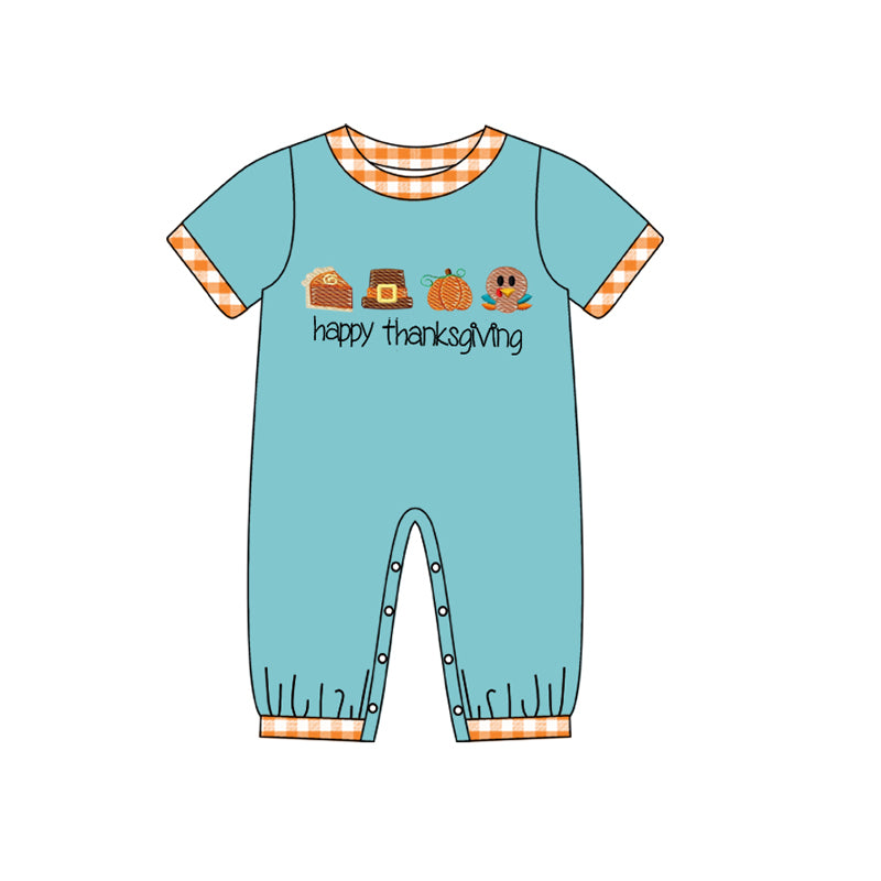 Pre-order Baby Infant Boys Happy Thanksgiving Turkeys Romper